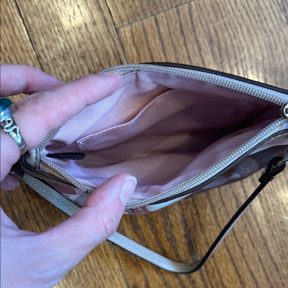 Coach Signature Y2K-Era Madison Multicolor Satin w/ Tan Leather Trim Wristlet - Picture 8 of 10